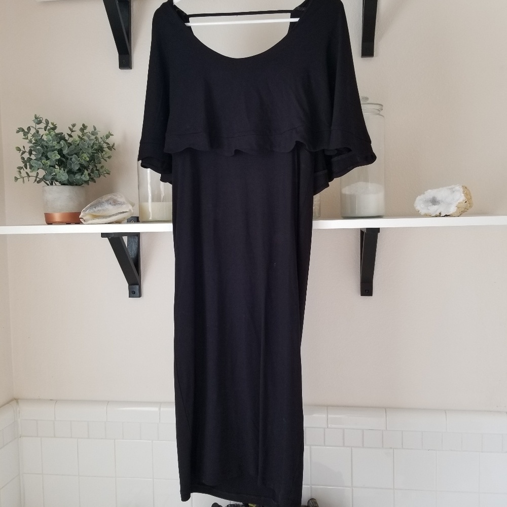Black maternity dress with cape